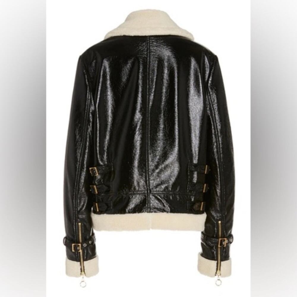 Jonathan Simkhai Vegan Leather Sherpa Aviator Bomber Jacket Women’s XS Black - Picture 16 of 16